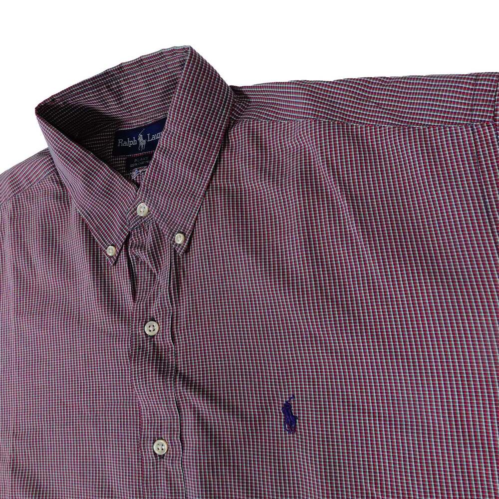 Ralph Lauren Blake Vintage Check Plaid Button Red Shirt Long Sleeve Shirt Large
